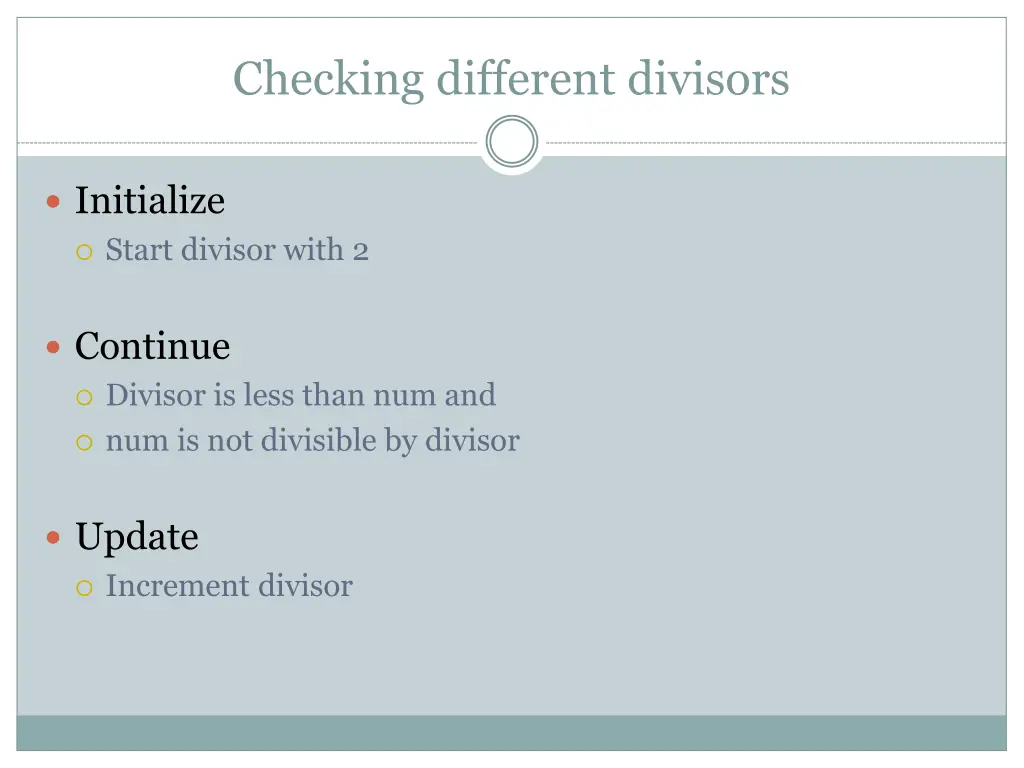 checking different divisors