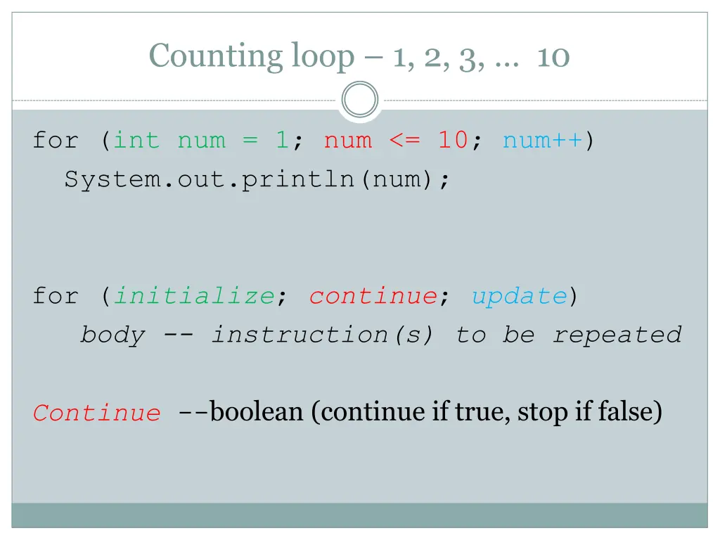 counting loop 1 2 3 10