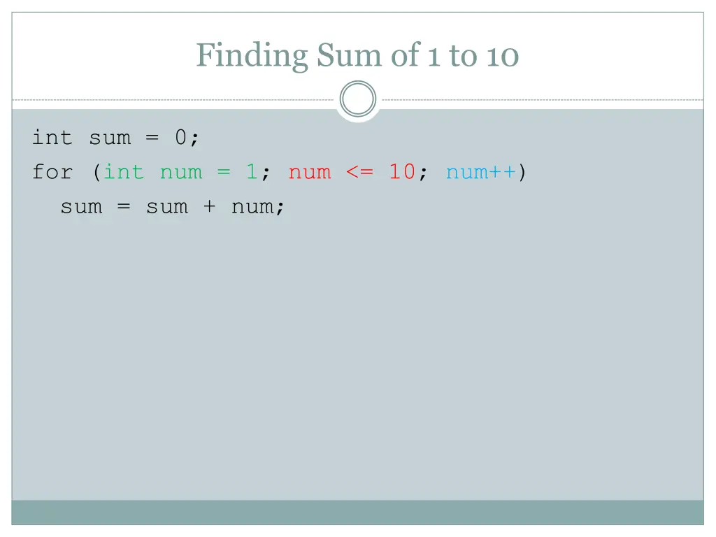 finding sum of 1 to 10