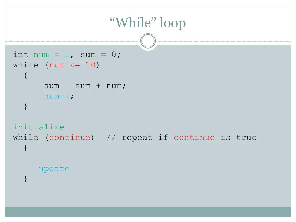 while loop