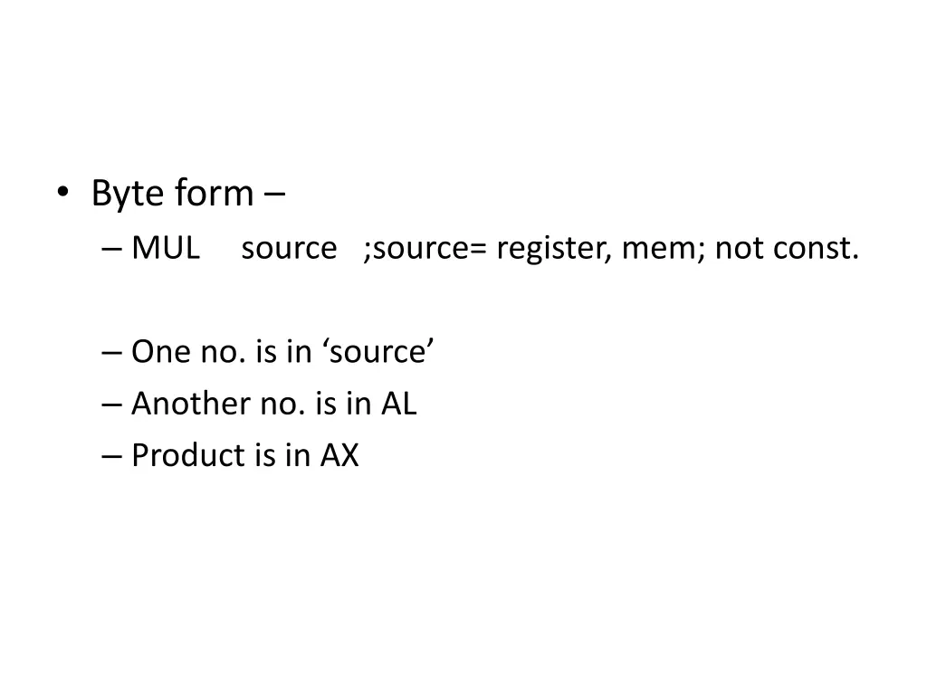 byte form mul