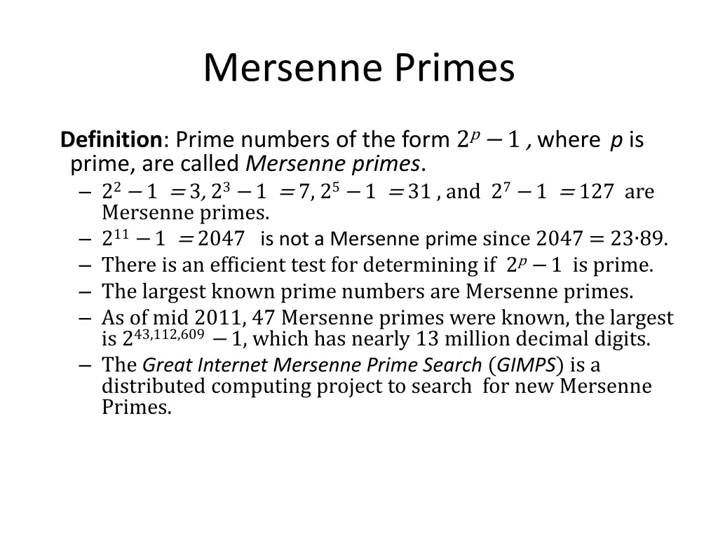 mersenne primes