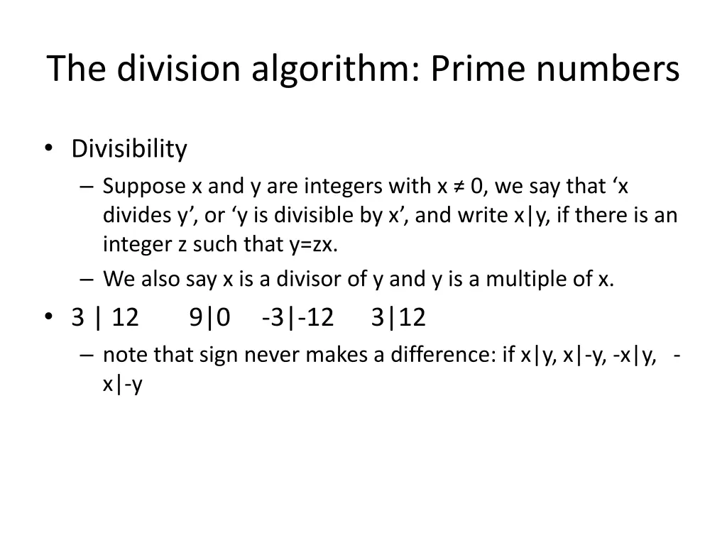 the division algorithm prime numbers