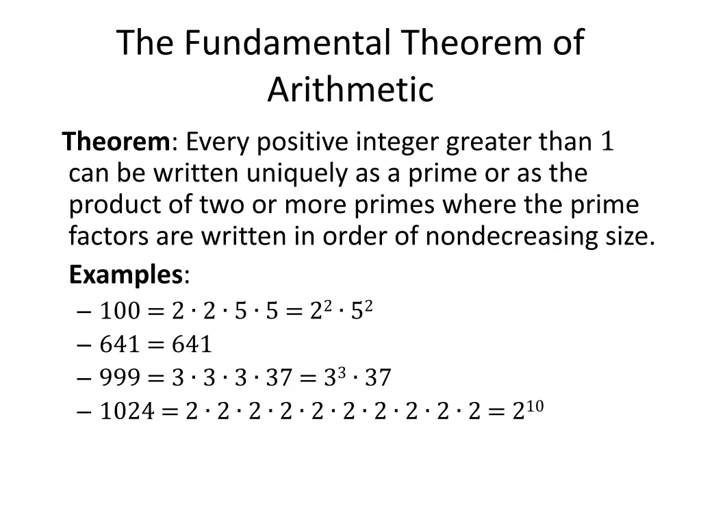 the fundamental theorem of arithmetic 1