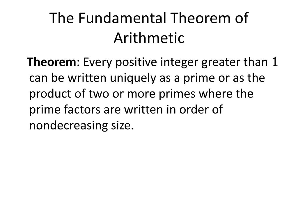 the fundamental theorem of arithmetic