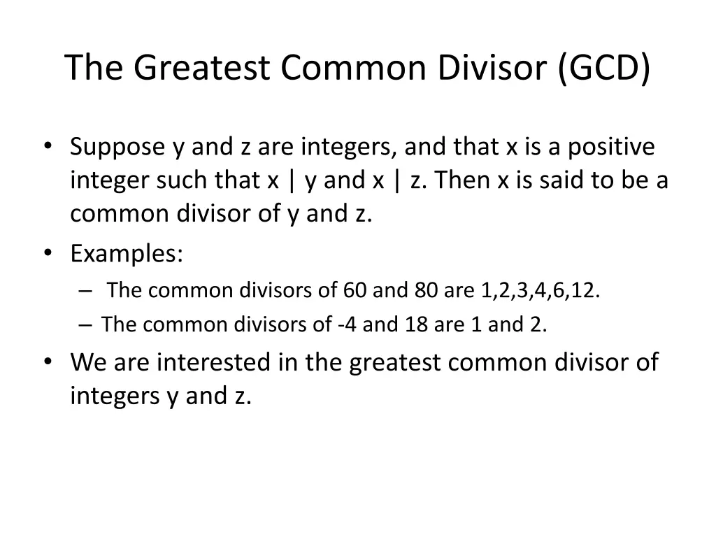 the greatest common divisor gcd