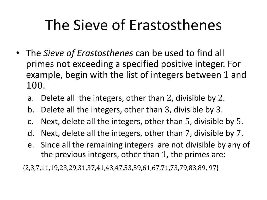 the sieve of erastosthenes 1