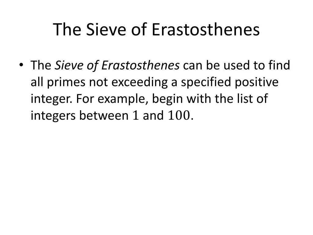 the sieve of erastosthenes