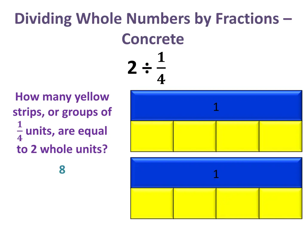 dividing whole numbers by fractions concrete 2 5