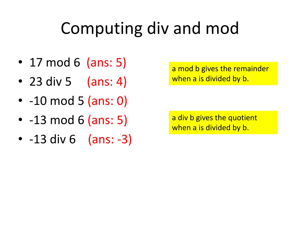 computing div and mod 1