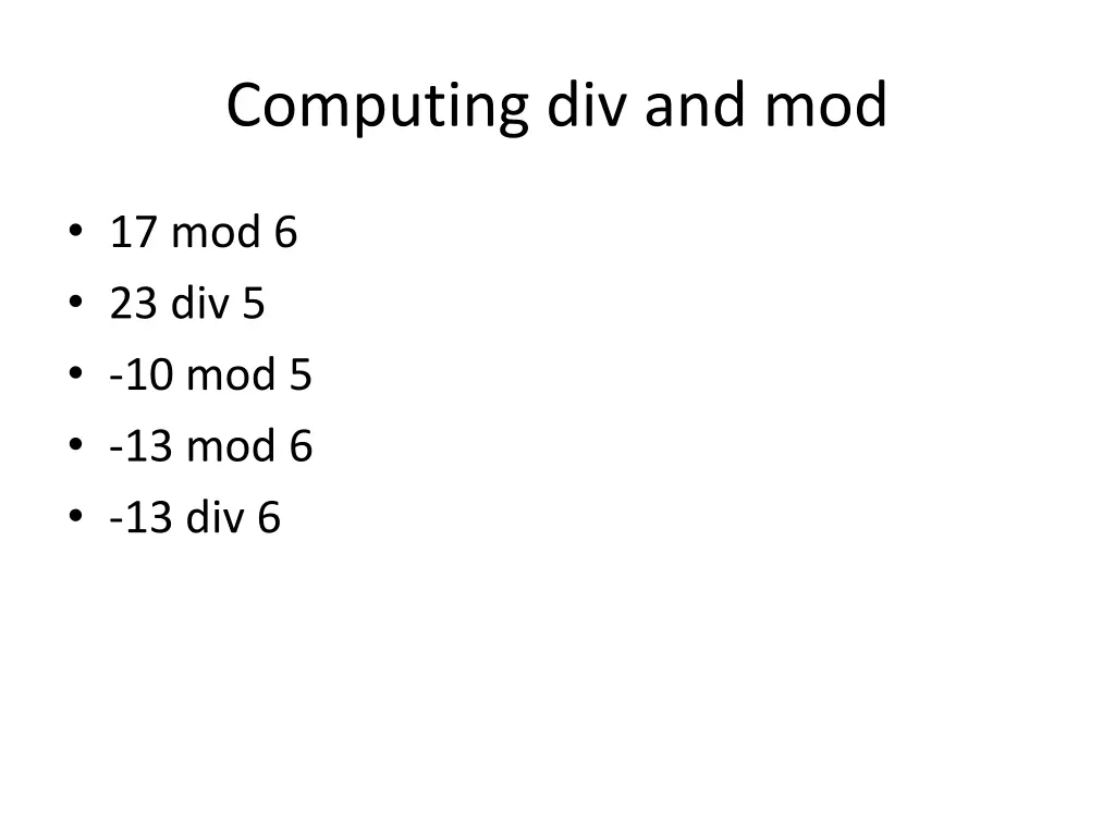 computing div and mod