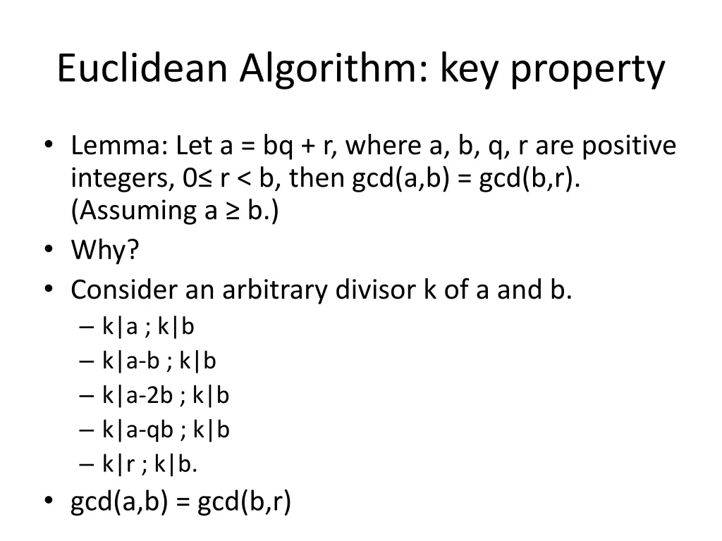 euclidean algorithm key property