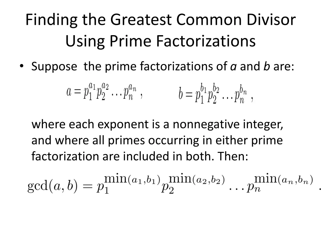 finding the greatest common divisor using prime 1