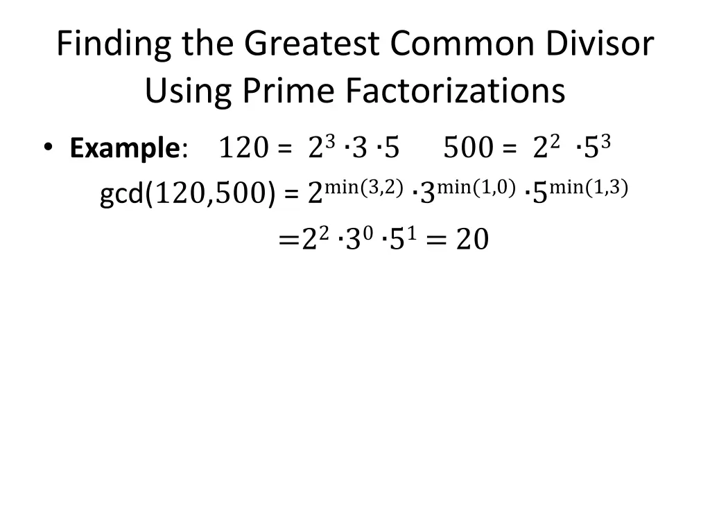 finding the greatest common divisor using prime