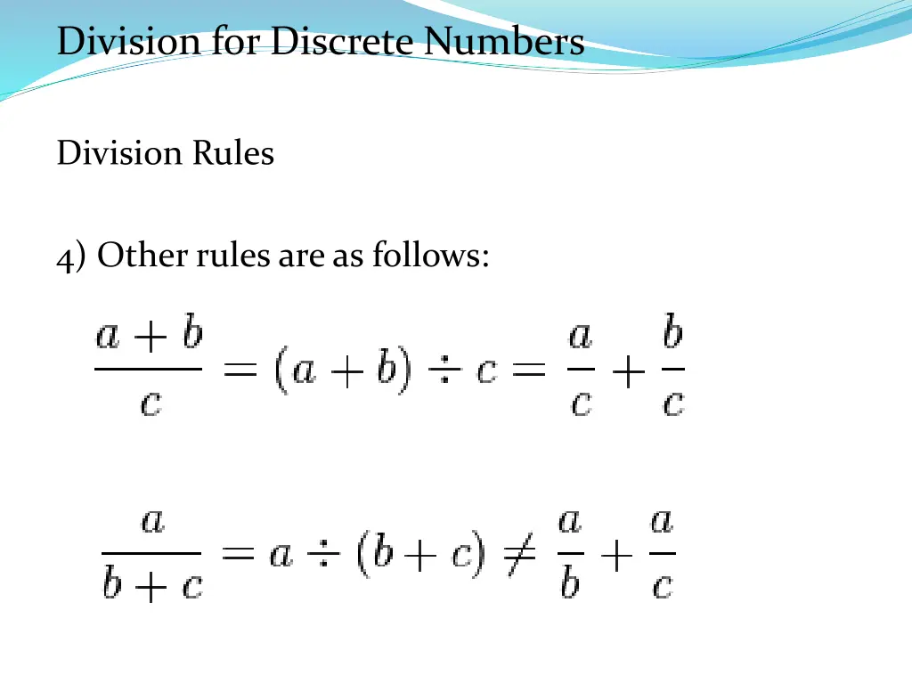 division for discrete numbers 3