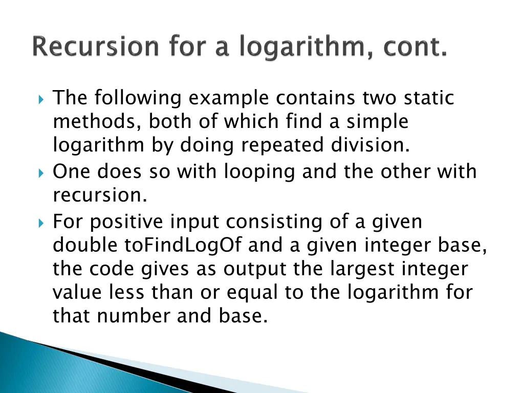 the following example contains two static methods