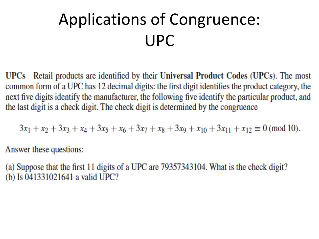 applications of congruence upc