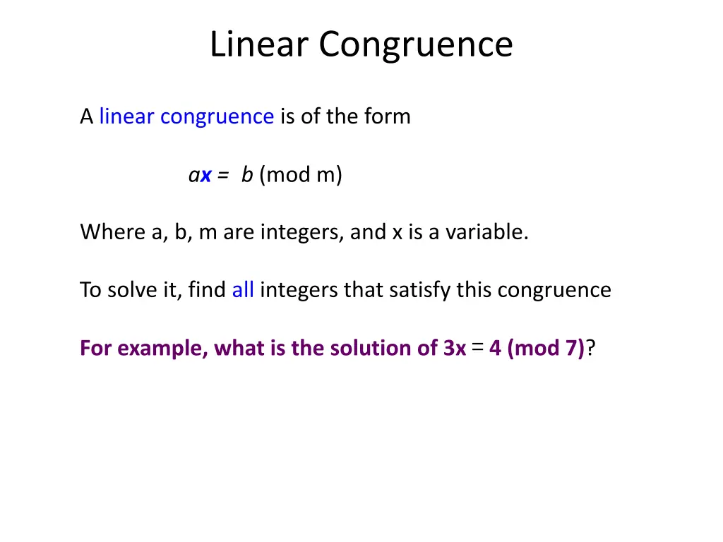 linear congruence