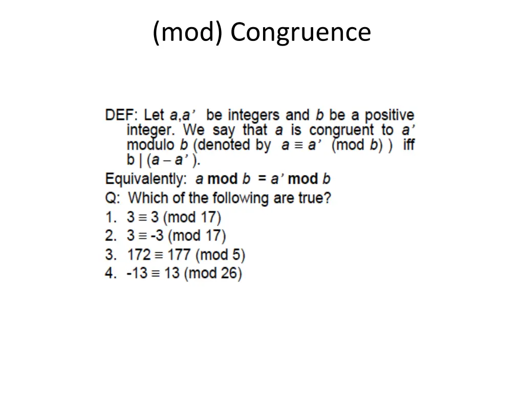 mod congruence