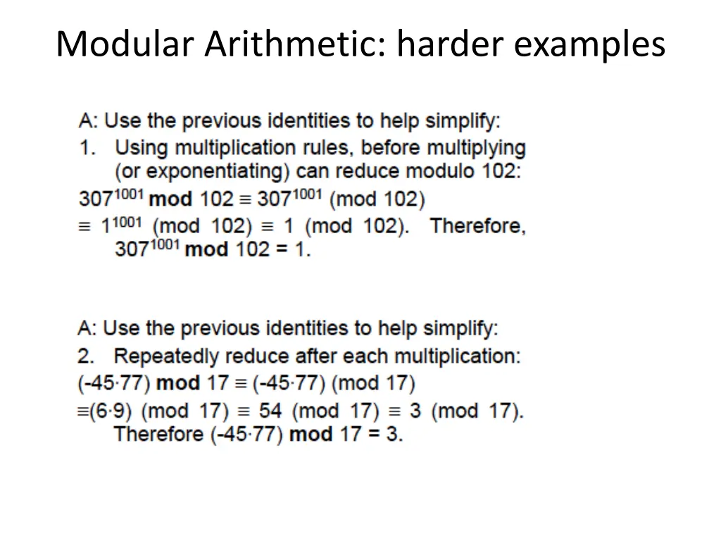 modular arithmetic harder examples 1