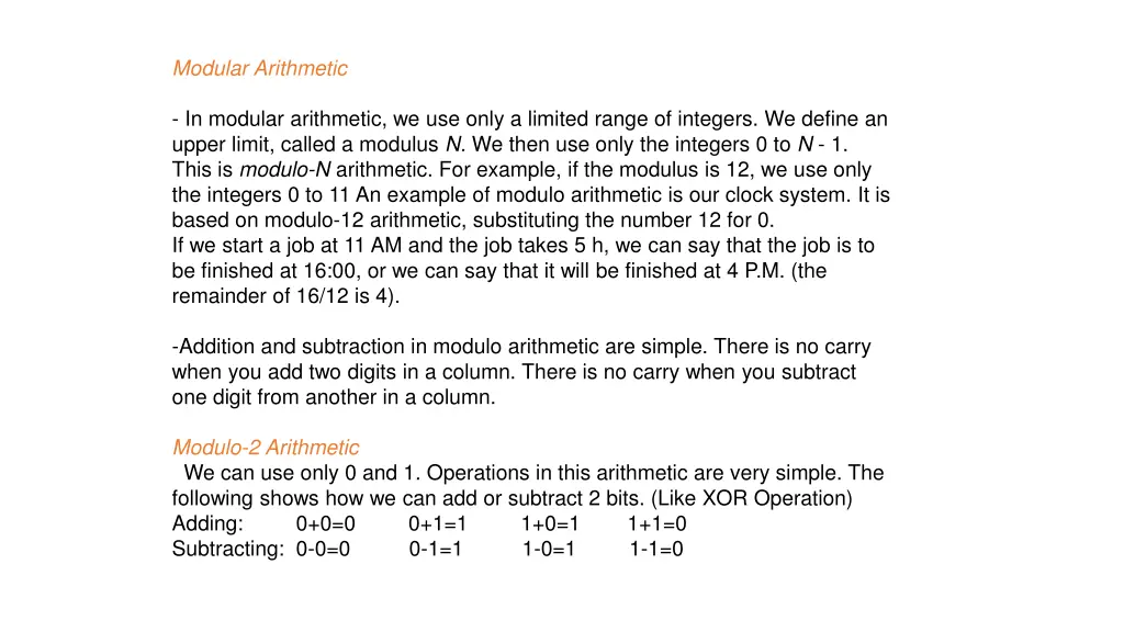 modular arithmetic