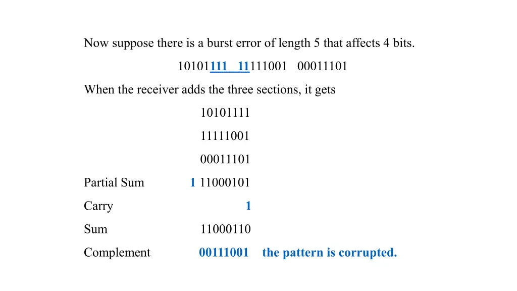 now suppose there is a burst error of length