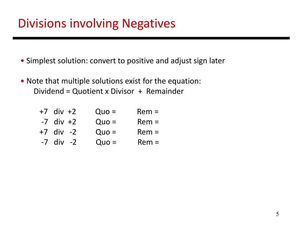 divisions involving negatives