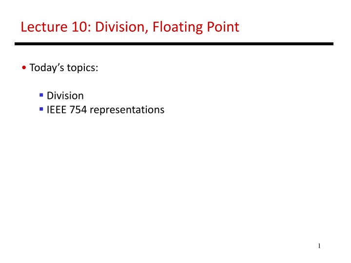 lecture 10 division floating point