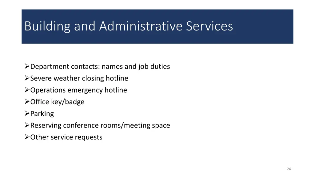 building and administrative services