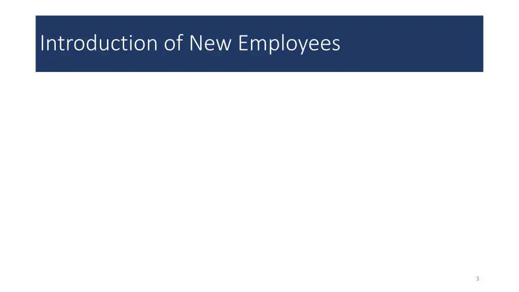 introduction of new employees