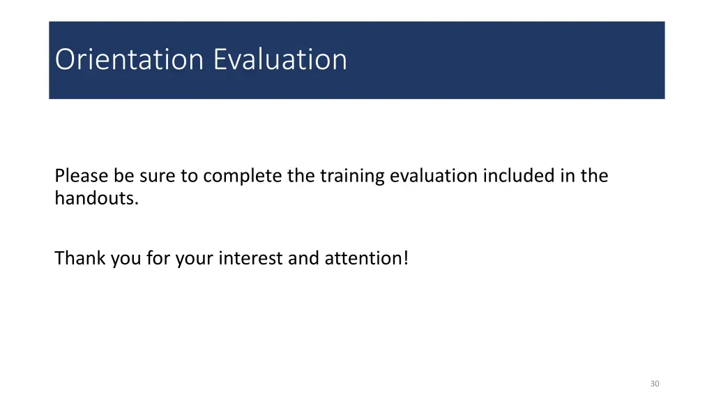 orientation evaluation
