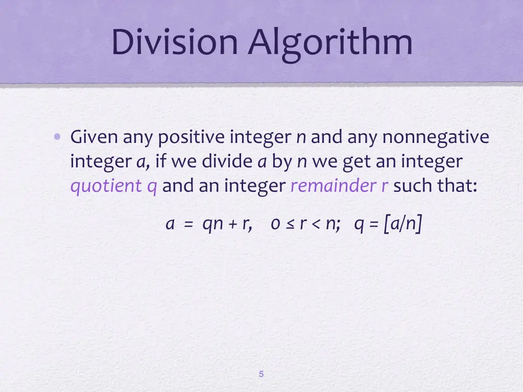 division algorithm