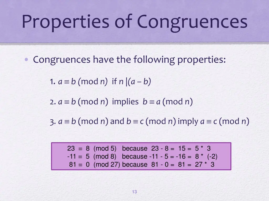 properties of congruences