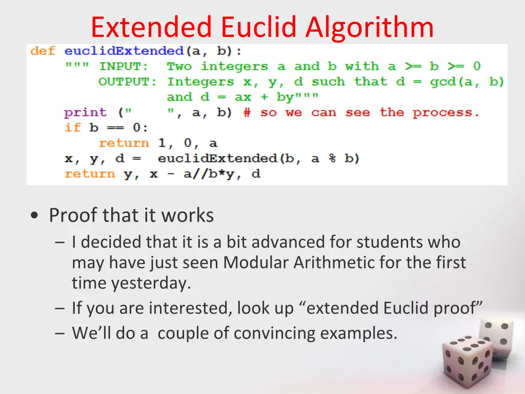 extended euclid algorithm