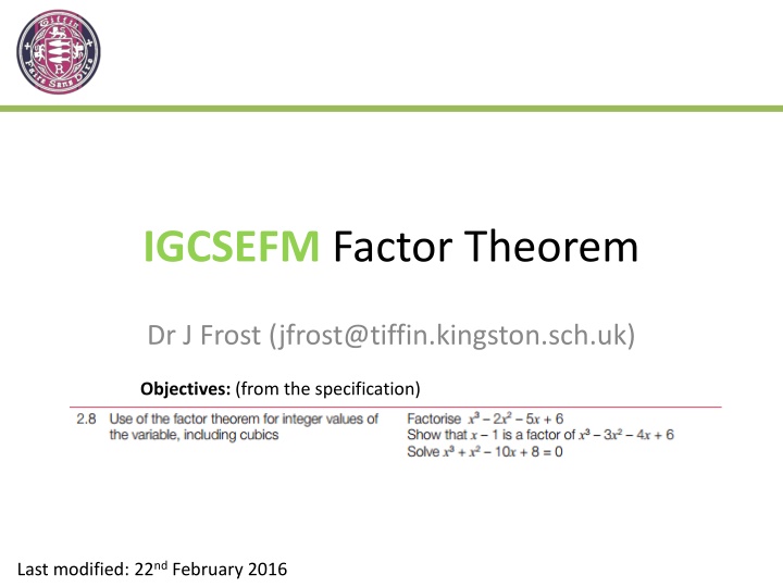 igcsefm factor theorem