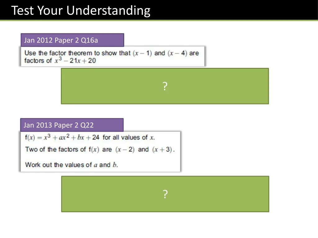 test your understanding