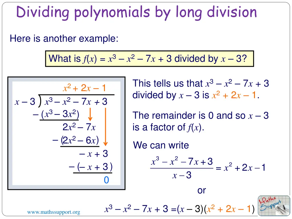 dividing polynomials by long division 3