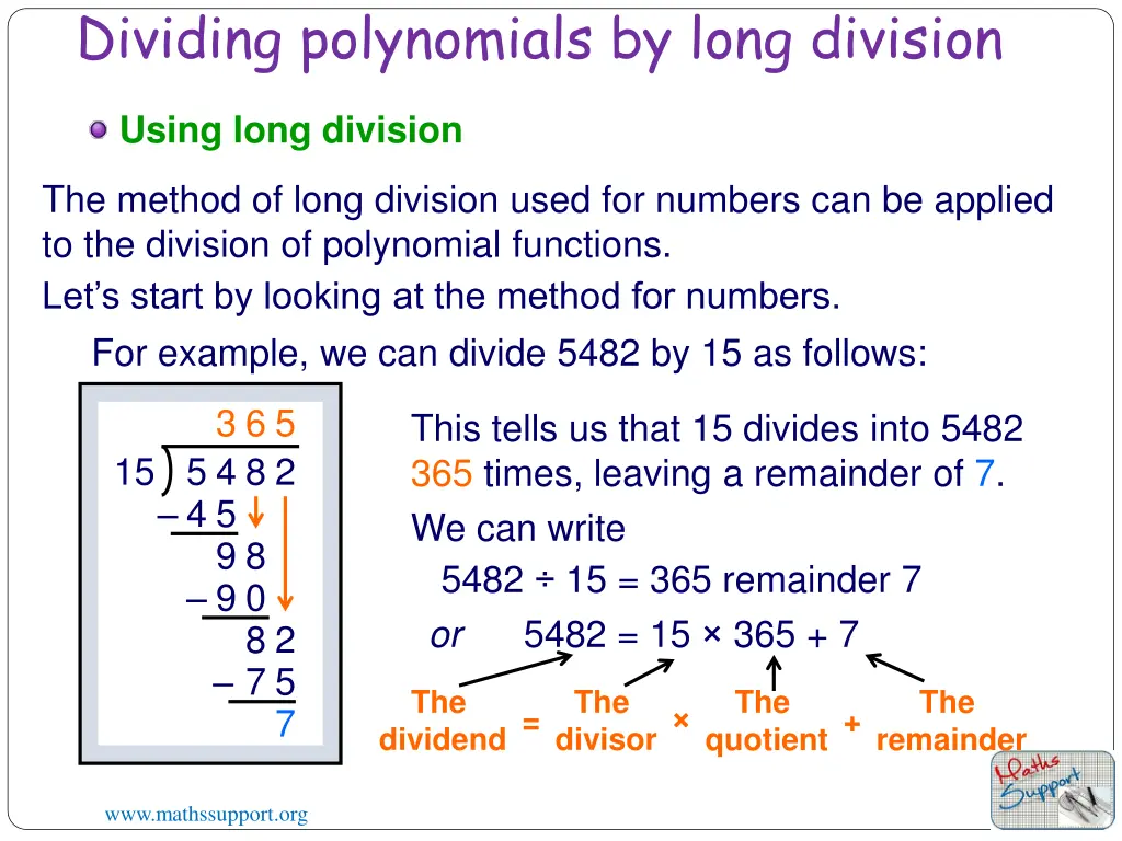 dividing polynomials by long division