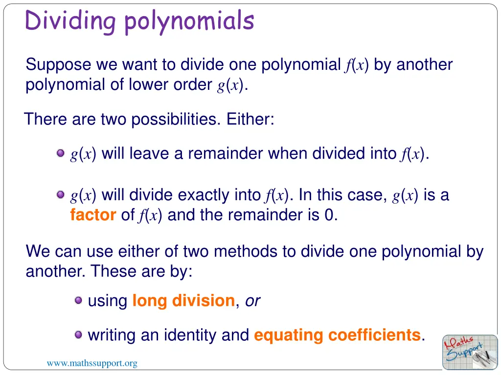 dividing polynomials