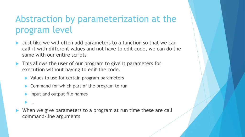 abstraction by parameterization at the program