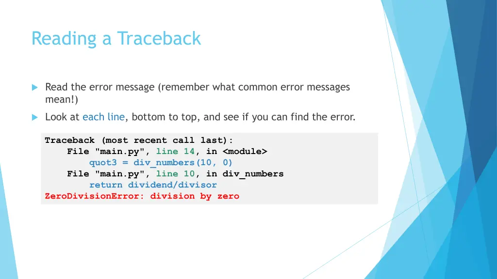 reading a traceback