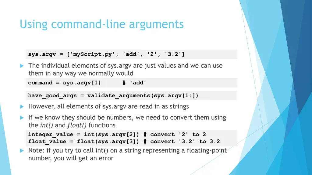 using command line arguments