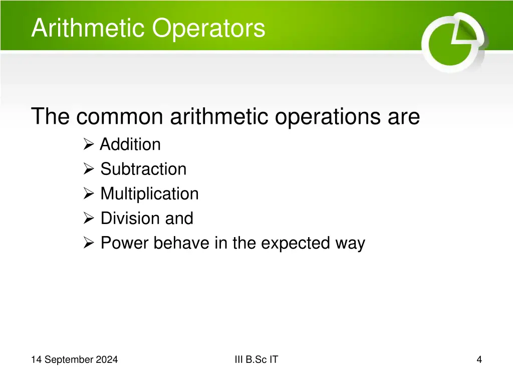 arithmetic operators