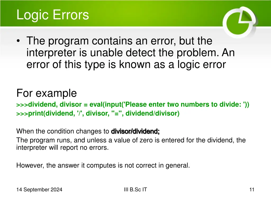 logic errors