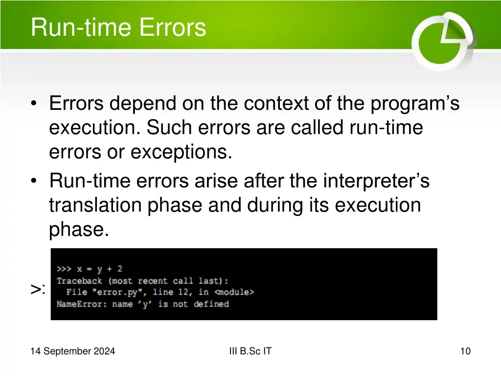 run time errors