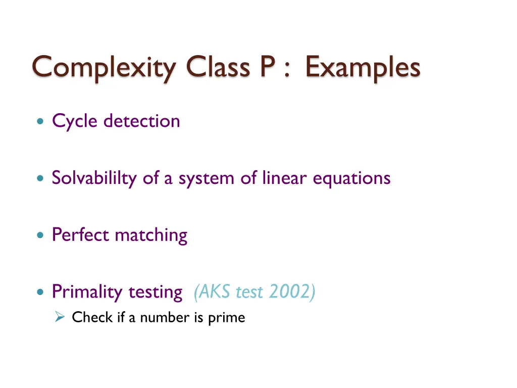 complexity class p examples