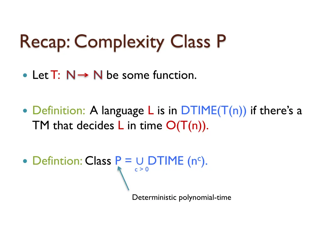 recap complexity class p