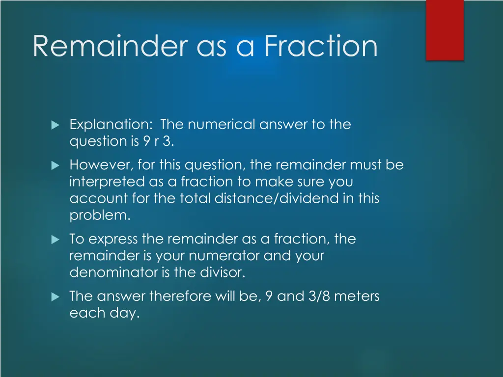 remainder as a fraction