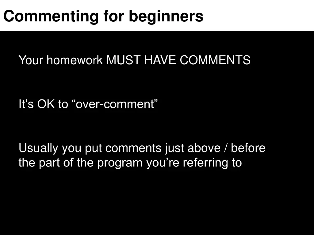 commenting for beginners