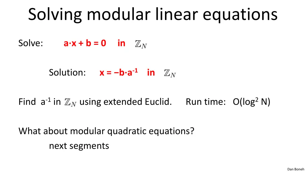 solving modular linear equations